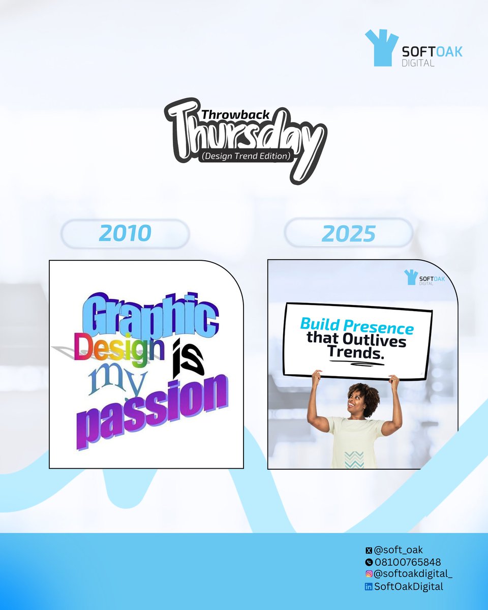soft_oak's tweet image. 2010 VS 2025

Trends come and go, but timeless design lasts and that&apos;s the backbone of the visuals we create for all our clients. 

Comment your earliest designs VS what your latest designs.

#throwbackthursday #designstrategy #branding #creativemarketing