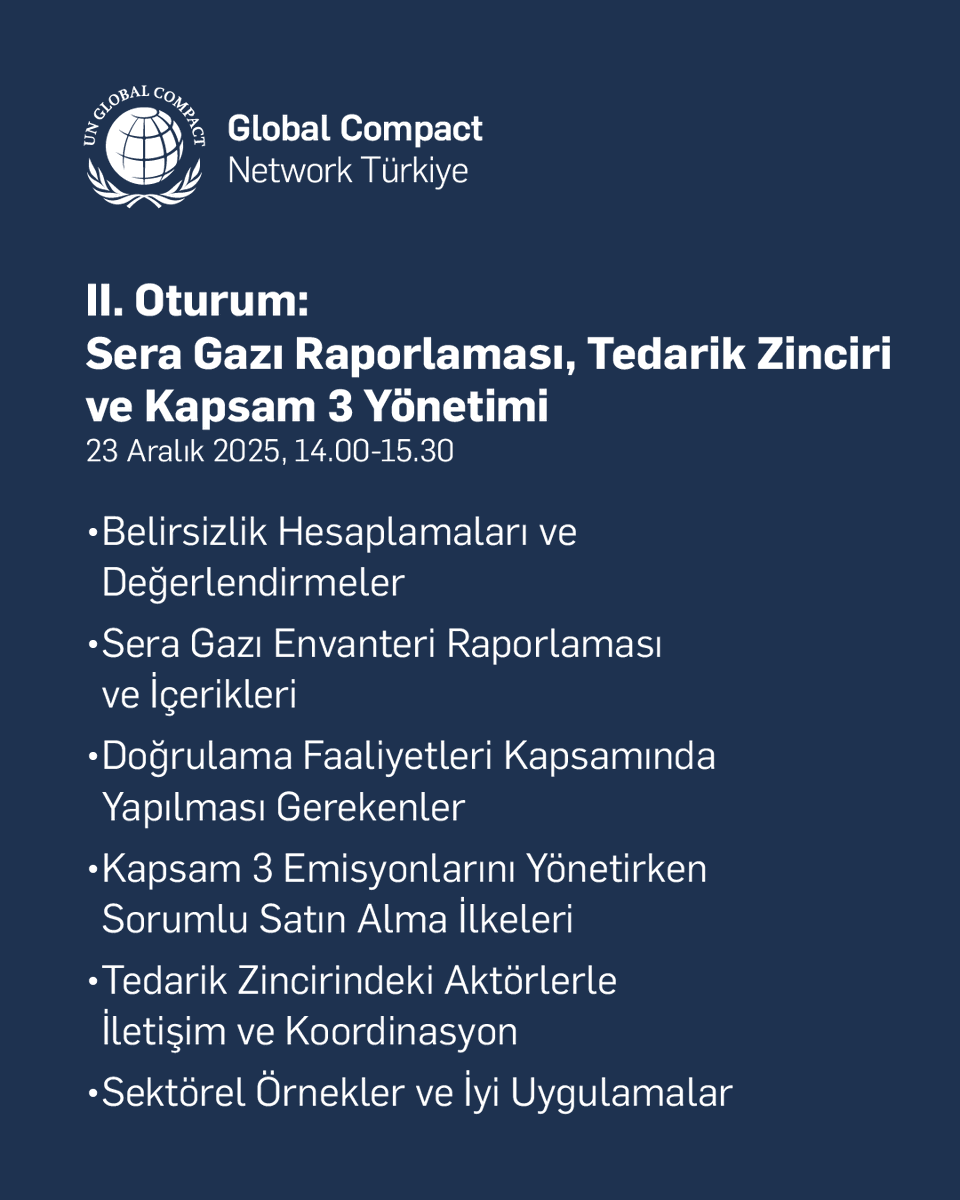 🌍Kurumsal Karbon Ayak İzi Hesaplama Eğitimi; iklim değişikliğinde iş dünyasının rol ve sorumlulukları, Kapsam 1, 2 ve 3 emisyonlarının hesaplanması,  uluslararası standartlara uygun raporlanmasına odaklanacak.
*Çevrim içi, genel katılıma açık ve ücretsiz.
bit.ly/43Sj0Hw