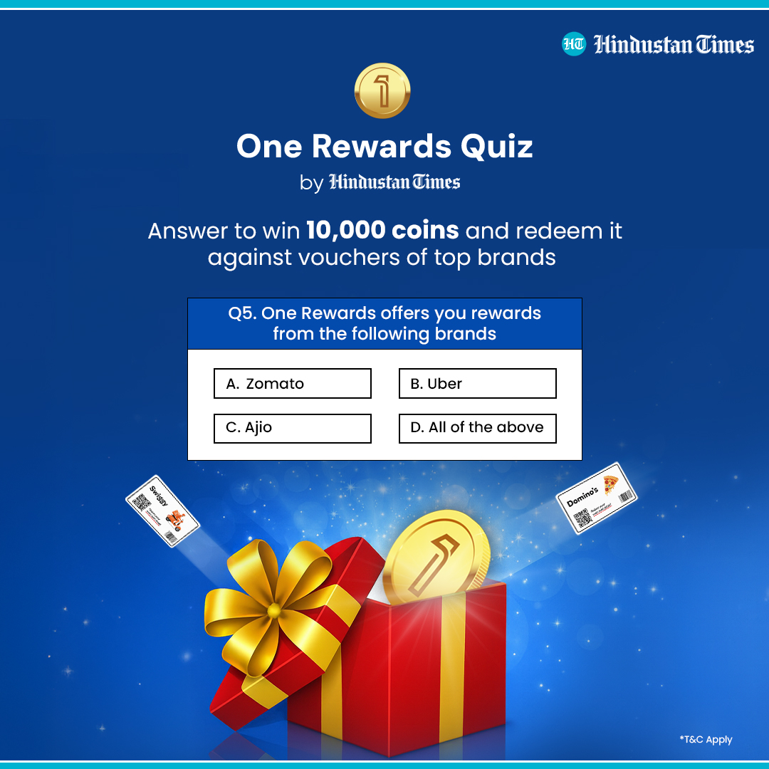 <a href="/HindustanTimes/">Hindustan Times</a> Dropping Q5 for The #OneRewards quiz. Answer it right &amp; unlock exciting rewards

Follow the below steps to answer
1. Follow <a href="/htTweets/">Hindustan Times</a>
2. Write your answer in the comments section
3. Use the hashtag #OneRewards &amp; tag <a href="/htTweets/">Hindustan Times</a> in your answer