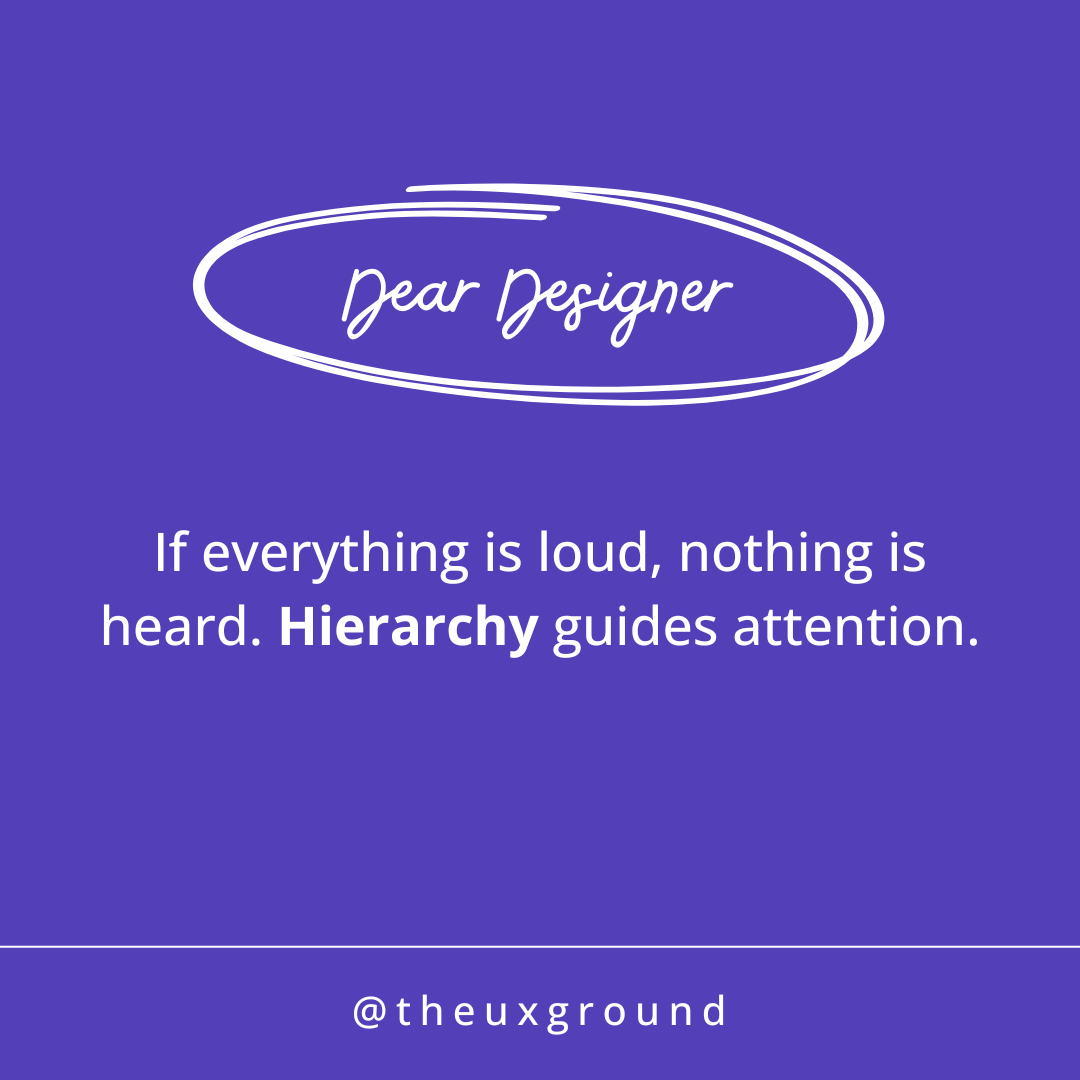 theuxground's tweet photo. Good design whispers.
Bad design shouts everything at once.
#UXDesign #VisualHierarchy https://t.co/q4hTJ2Gpdr