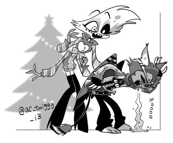 ゲロ猫セーター可愛すぎん!!?
#HazbinHotelFanart #huskerdust 