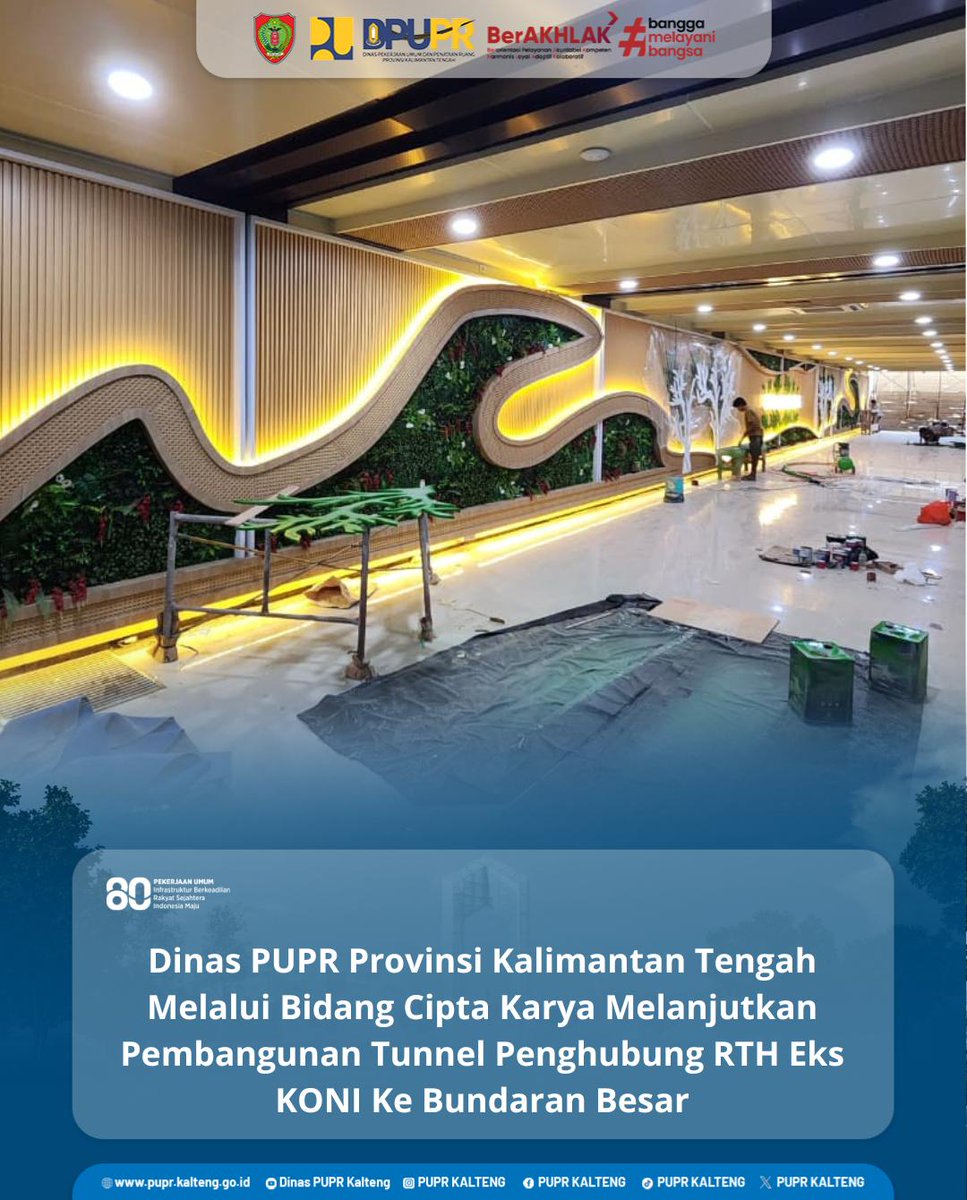puprkalteng's tweet image. Dinas PUPR Kalteng melalui Bidang Cipta Karya melanjutkan proses pembangunan tunnel penghubung RTH Eks KONI ke Bundaran Besar. Langkah ini memperkuat konektivitas kota dan menghadirkan ruang publik yang lebih aman, nyaman, &amp;amp; modern.
#PUPRKalteng #CiptaKaryaKalteng #BundaranBesar