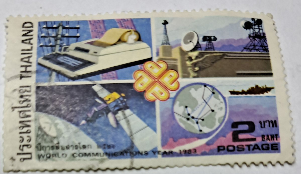 bashirahmed57's tweet image. Thailand Stamps
1983 World Communications Year stamp  tribute to the era when satellites, telex machines, &amp;amp; global networks reshaped how the world connected. Beautiful snapshot of communication history. 📡🌏
#ThailandStamps #Philately #WorldCommunicationsYear #StampCollecting