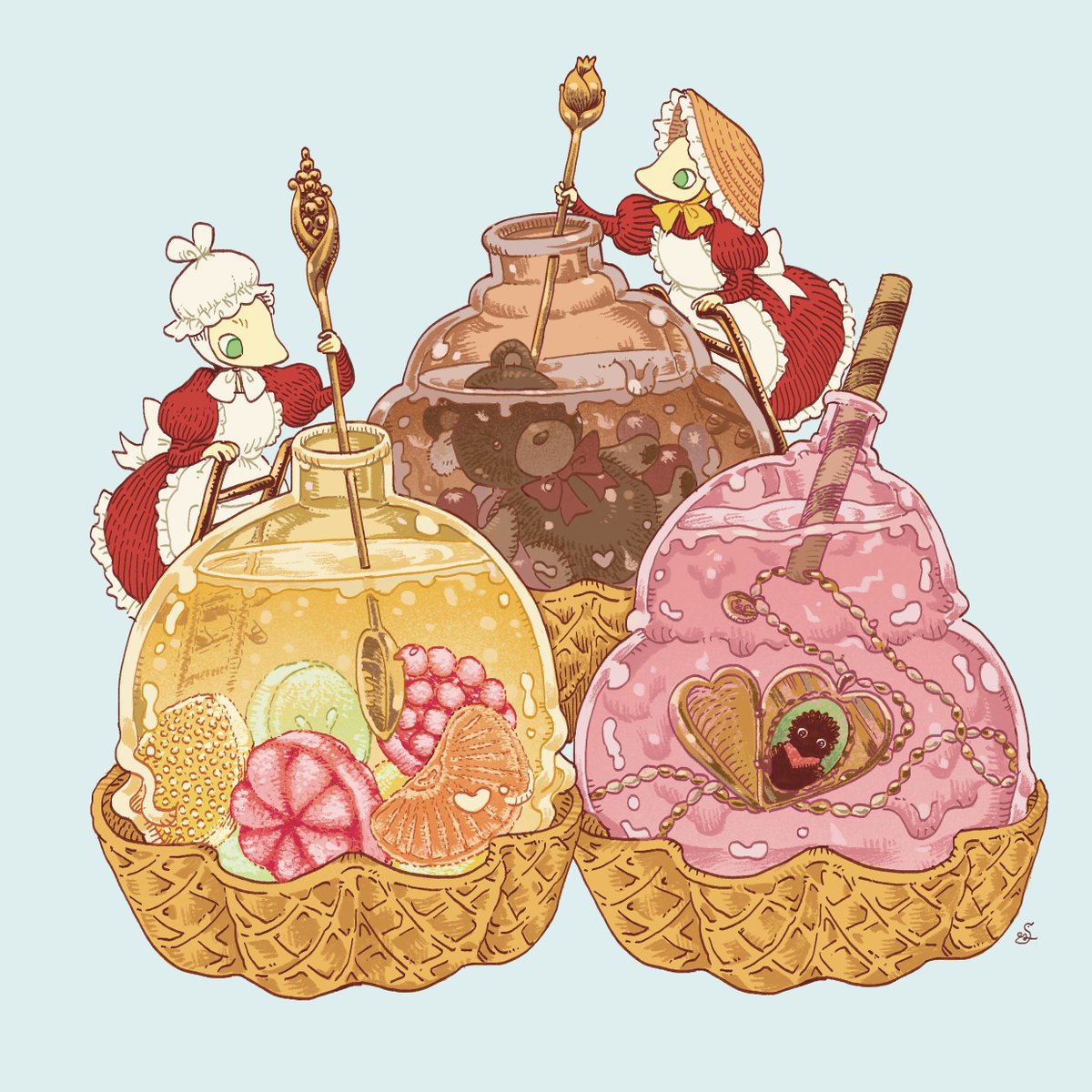 주제관 전시였던 추억의 맛 아이스크림을 표현한 일러스트
"추억의 맛 병조림"