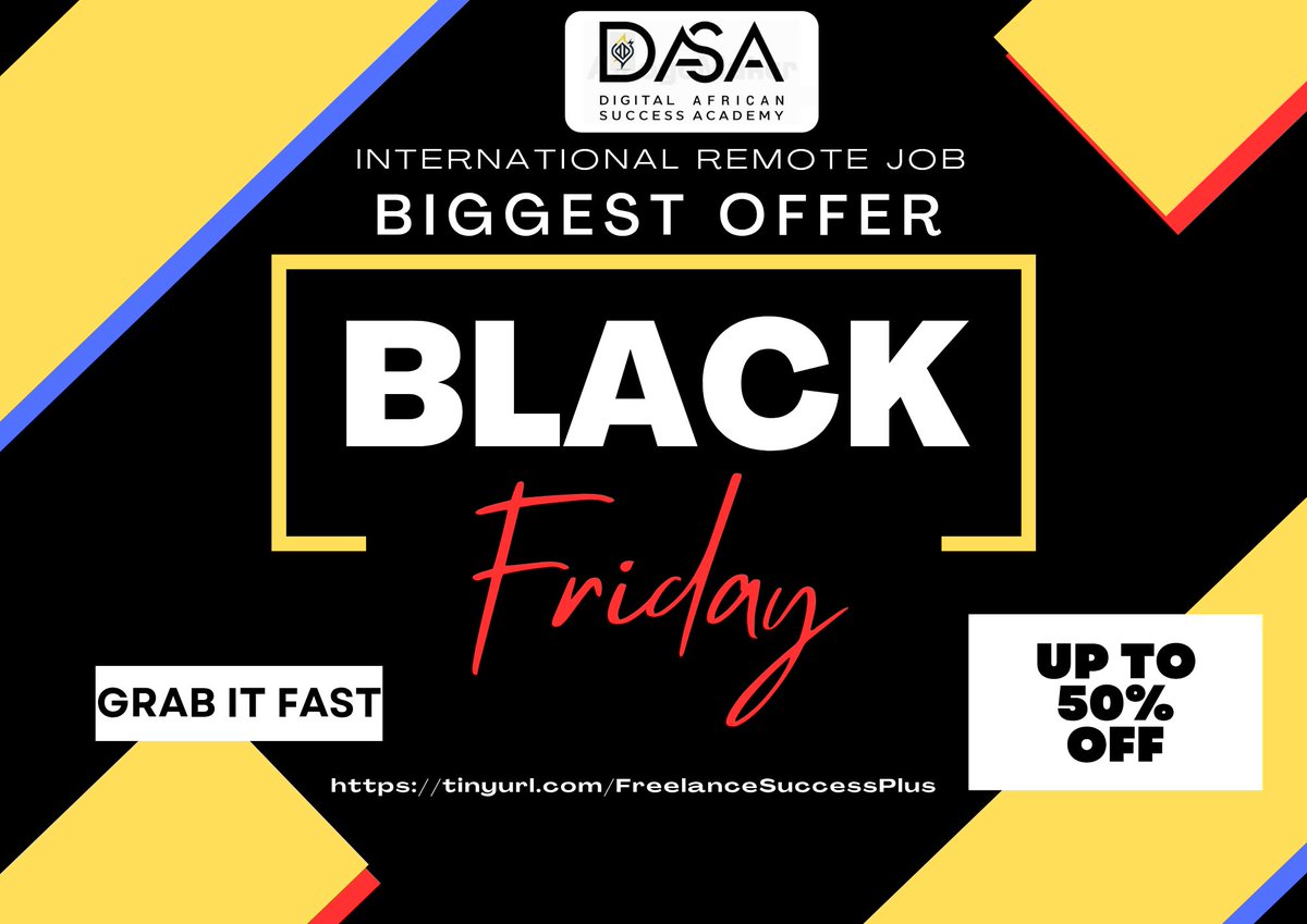 AyoIcybanks's tweet image. Limited advantage for you this Black Friday. #freelancer #RemoteWork #BlackFriday #digitalskill