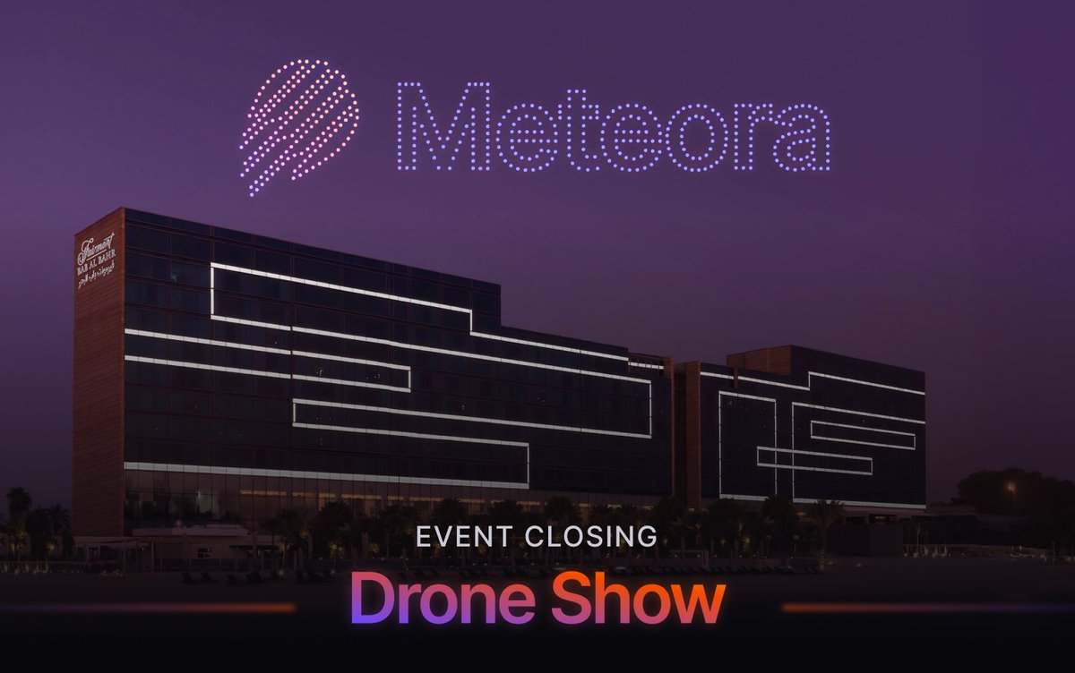 MeteoraAG's tweet image. Met Dhabi will close with a signature drone finale!

The ultimate ending and a once in a lifetime photo opportunity after a full day of networking, presentations, and fun.

If you’re coming to @SolanaConf and skipping Met Dhabi… you’re missing the full experience.