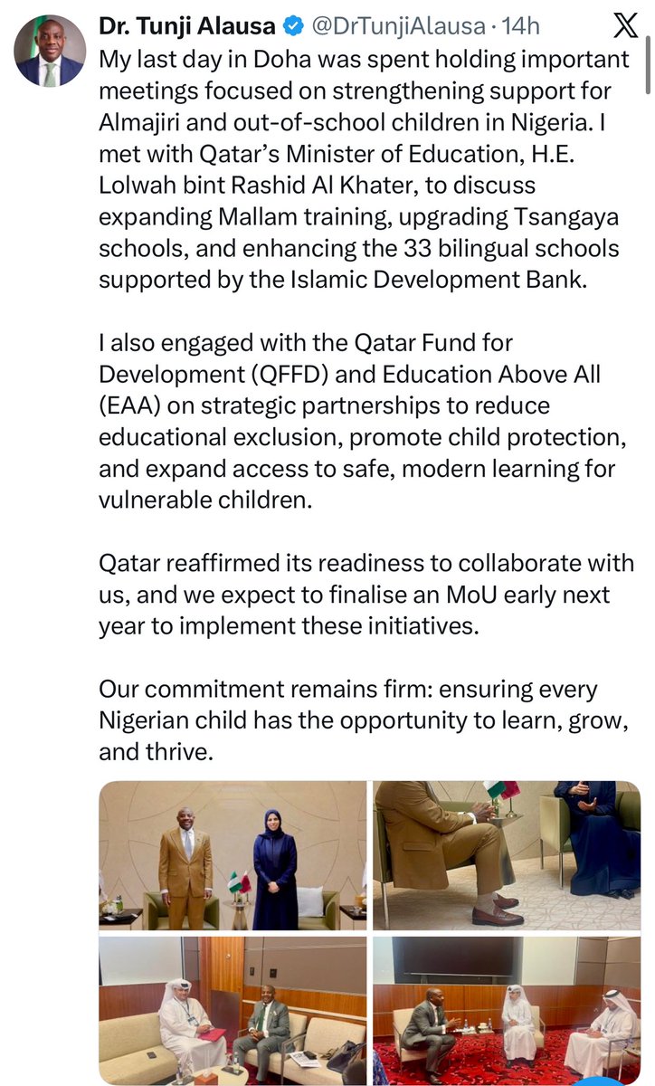 dipoaina1's tweet image. We are now in step 3: 
Everything is moving faster than I expected 😭😹

Almajiri school is coming up next year.👏🏽
We need those 20 million kids back to school. 

Well done @DrTunjiAlausa