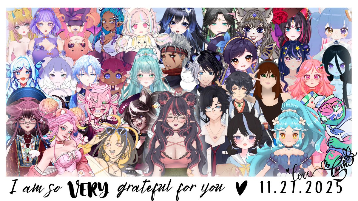 Truly, truly grateful for the friends I have been with and the friends I have met throughout my one year as a VTuber 💕

Whether it was through chatting, a collab, a small interaction online, or just hanging out, you have encouraged and inspired me. Putting this little collage
