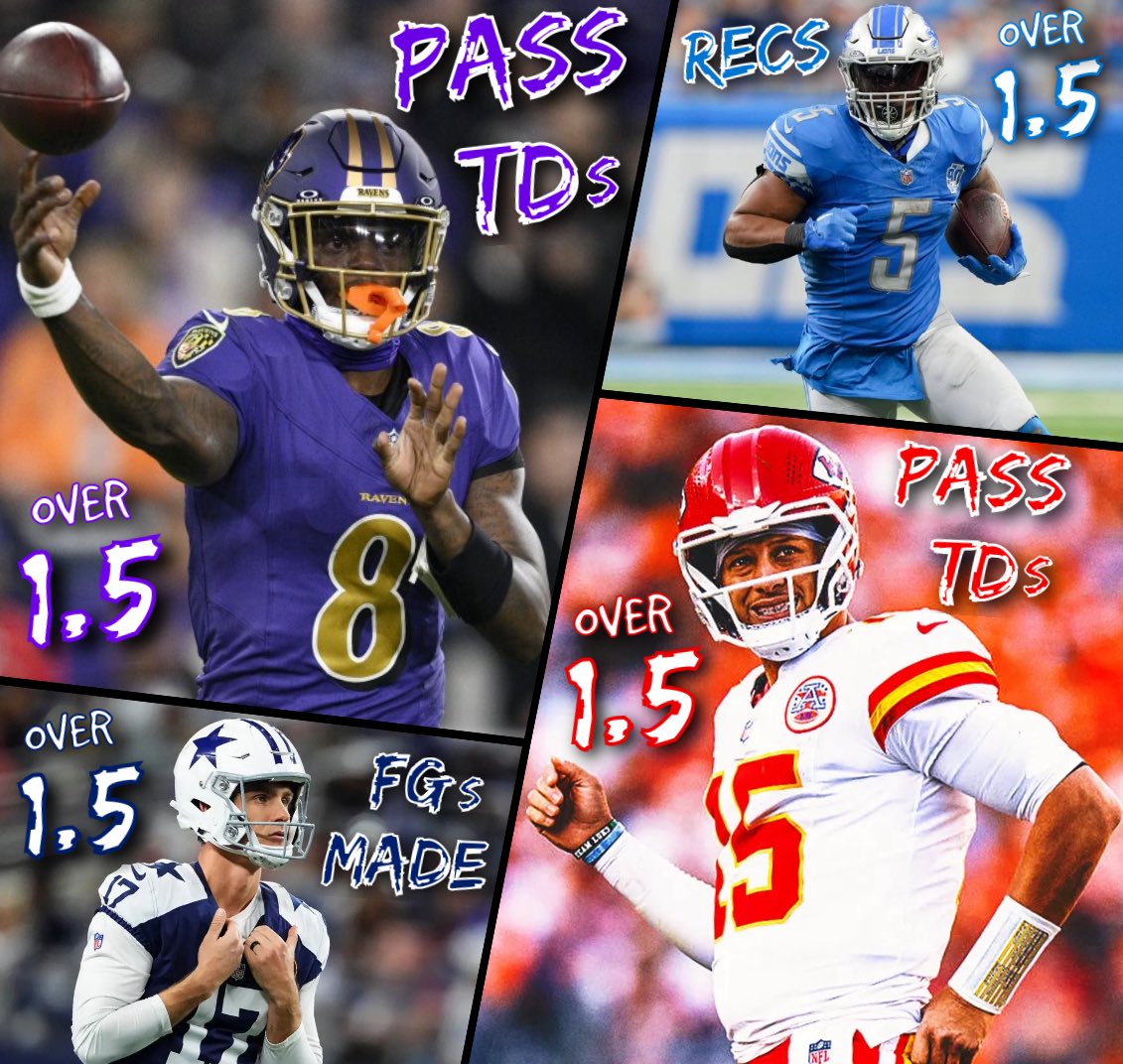shawnybopicks's tweet image. NFL Week 13 Thanksgiving Picks! 🦃🏈:

Lamar Jackson O 1.5 Pass TDs
Brandon Aubrey O 1.5 FGs Made
Patrick Mahomes O 1.5 Pass TDs
David Montgomery O 1.5 Receptions

Let’s eat… 🍽️ 

79-76 on SZN picks
28-21 on TD picks

LIKE IF TAILING ❤️
#PrizePicks #Chalkboard #PlayerProps #NFL