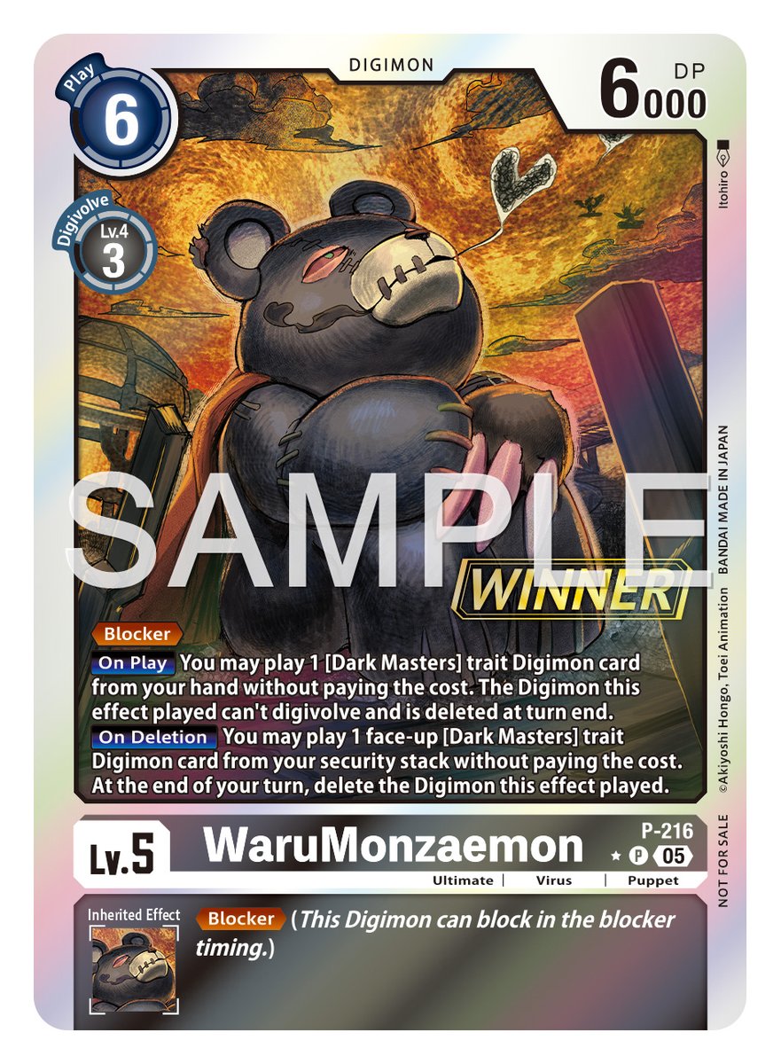 digimon_tcg_EN's tweet image. [Card Reveals]

Hello Digimon Tamers!
Today’s cards are [P-216 WaruMonzaemon]!

Official Store Tournament 2026 Vol. 1
January 1 – March 31, 2026
world.digimoncard.com/event/2026/sto…

#DigimonCardGame
#DigimonTCG
#Digimon