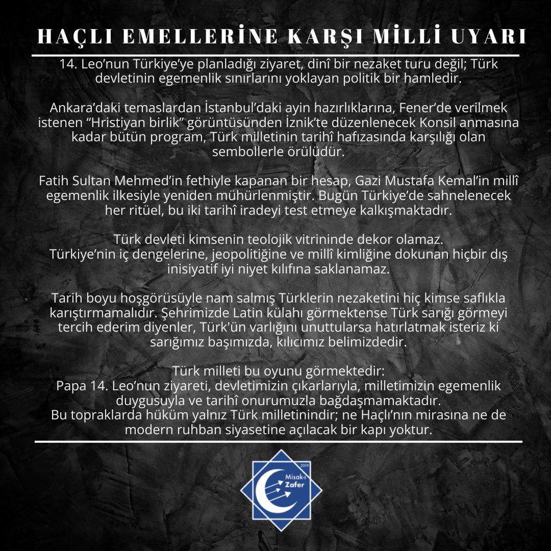 HAÇLI EMELLERİNE KARŞI MİLLİ UYARI!
Okumak için: misakizafer.com/2025/11/27/hac…