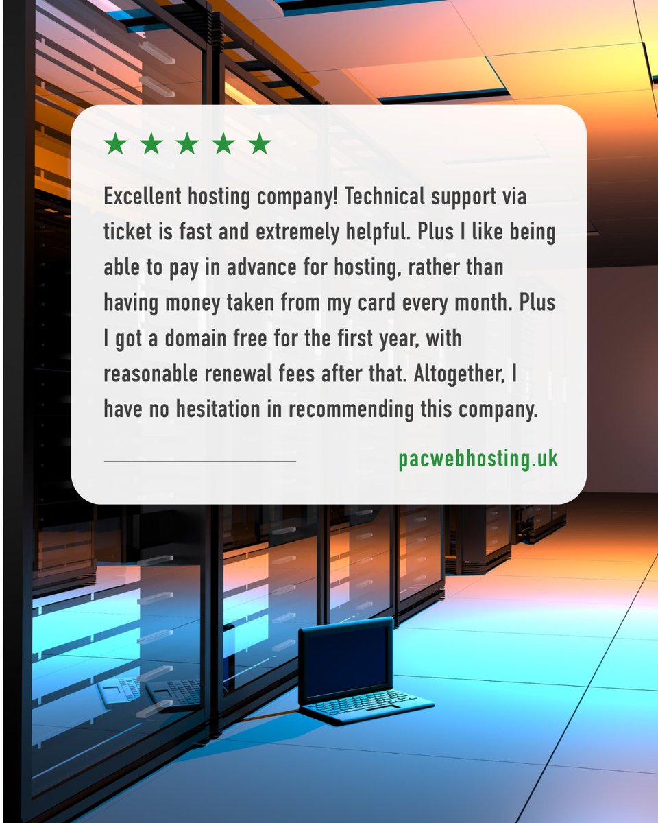 PacWebHosting's tweet image. Great service shouldn’t be complicated. Quick support, honest pricing, and happy customers — that’s our goal. 💚

#WebHosting #UKWebHosting #CloudVPS #DomainNames #ManagedHosting #WebsiteSpeed #FastHosting #AffordableHosting