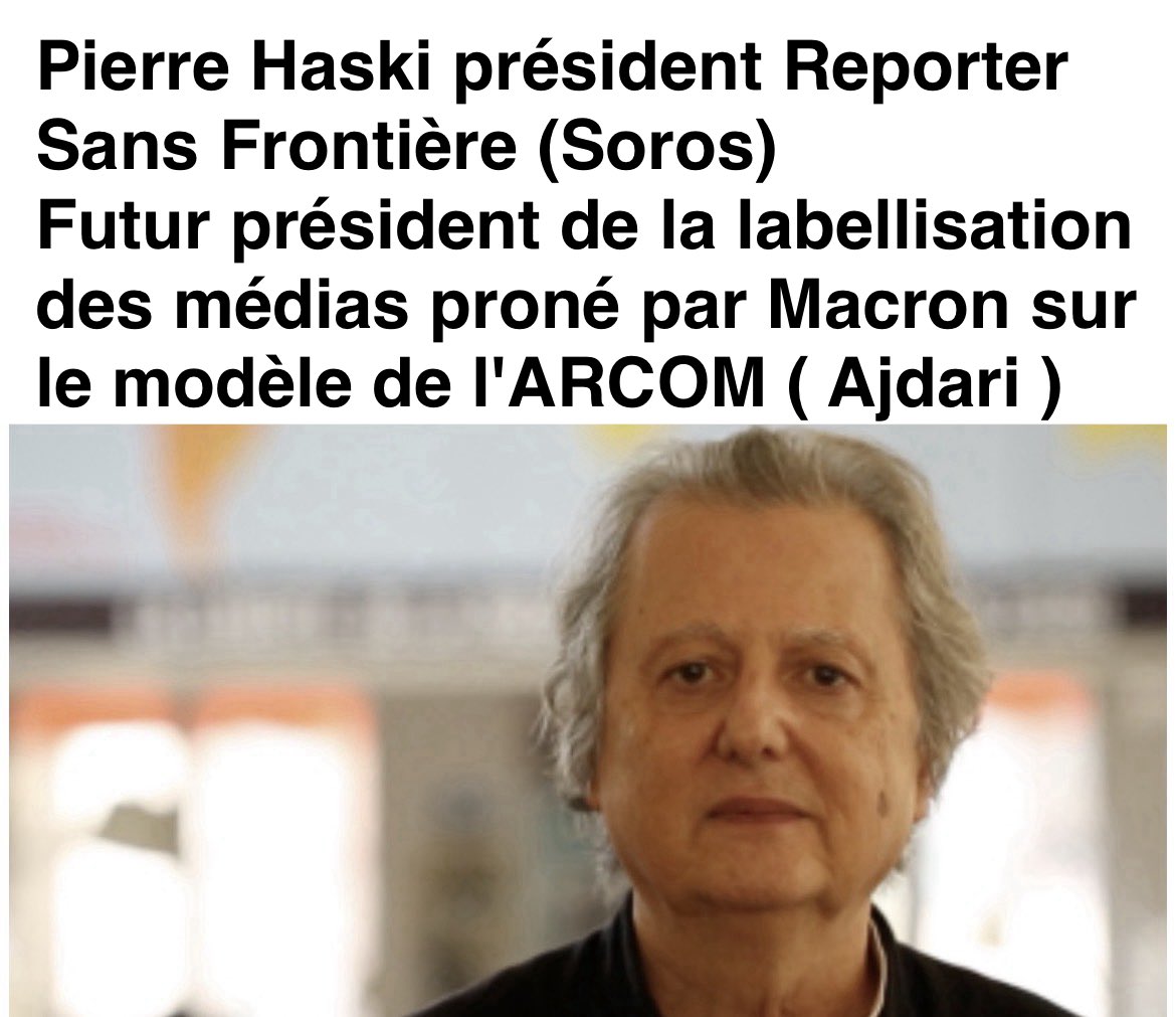 AbbonaChris's tweet photo. #hdpros
Après l’#Arcom d’Ajdari
(voir cursus) pion de Machiavel @EmmanuelMacron le nouveau verrouillage
#LABELLISER
Ce type devient fou et réinvente la Pravda !
Labelliser les médias (museler encore suivront les RS)
IL EST TEMPS QU’ON LE VIRE
Apparemment ça serait lui https://t.co/kbJiAuYplI