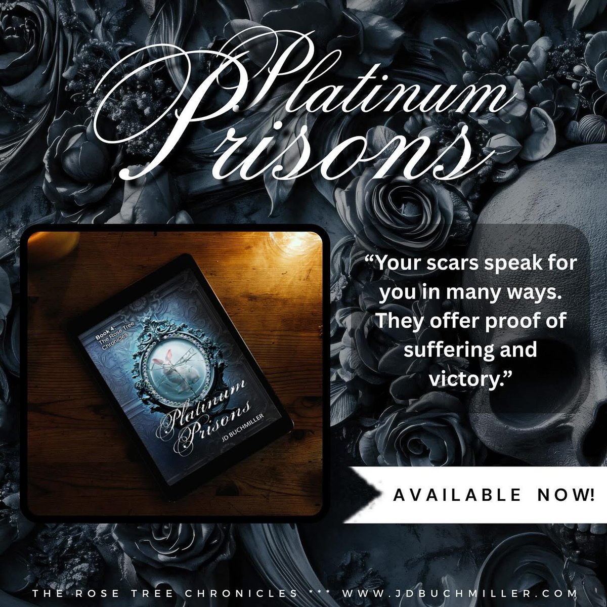 JDBuchmiller's tweet image. ✨ JUST DROPPED! ✨“Platinum Prisons: Book 4 The Rose Tree Chronicles” is available NOW! Get your copy today and continue the tumultuous adventure of a prophecy desperately working to manifest 🌹 🪞 🐰 #fantasybooks #books #bookrecs #booksbooksbooks #yafantasy