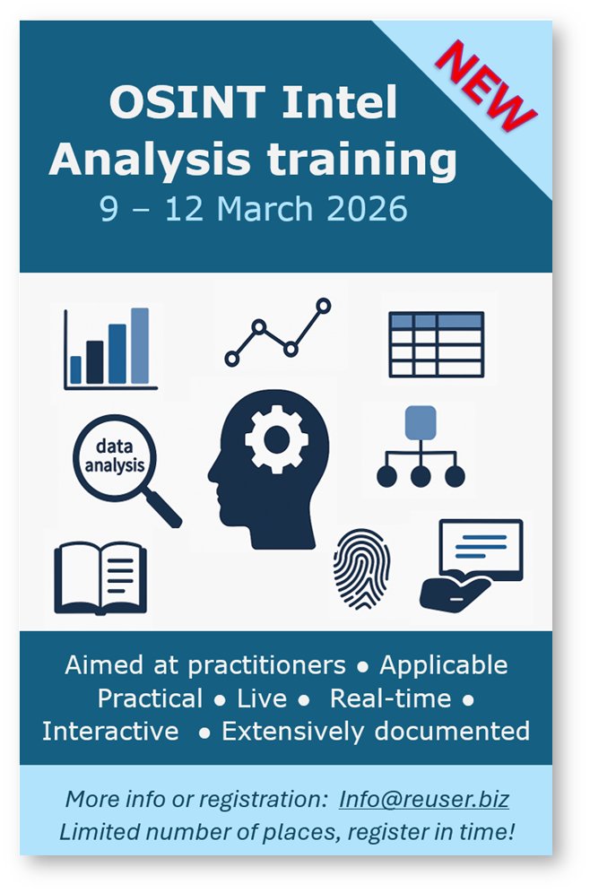 ArnoReuser's tweet image. opensourceintelligence.biz  #OSINT #Intelligenceanalysis #intelligencetraining