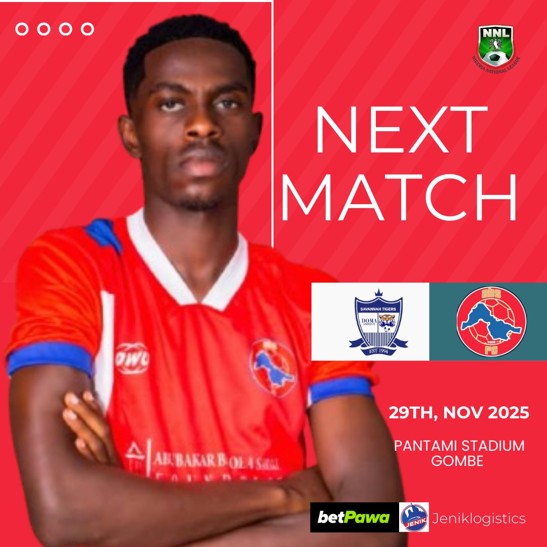 A trip to Gombe beckons as we gear up to face Doma United in our NNL Matchday Three encounter.

#WeAreABSFC #SaiSarakiBoys #NNL26 #JenikLogistics
