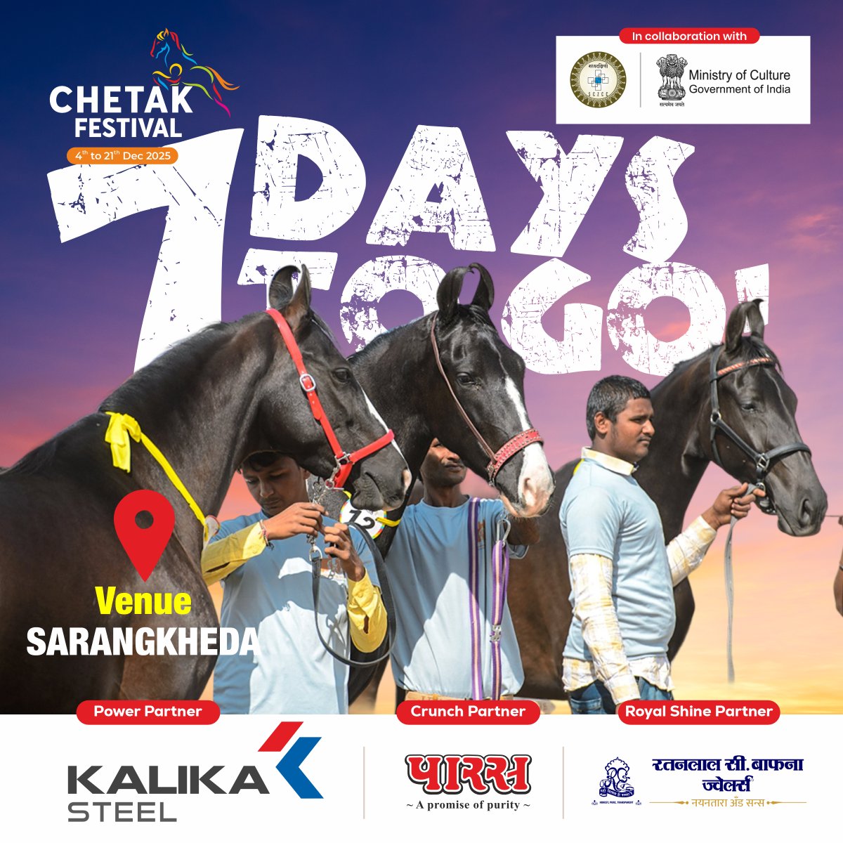 Energy • Passion • Celebration - Just 7 days away.... 
.
.
.
#chetakfestival2025 #chetakfestivalsarangkheda #horseeventindia #horses