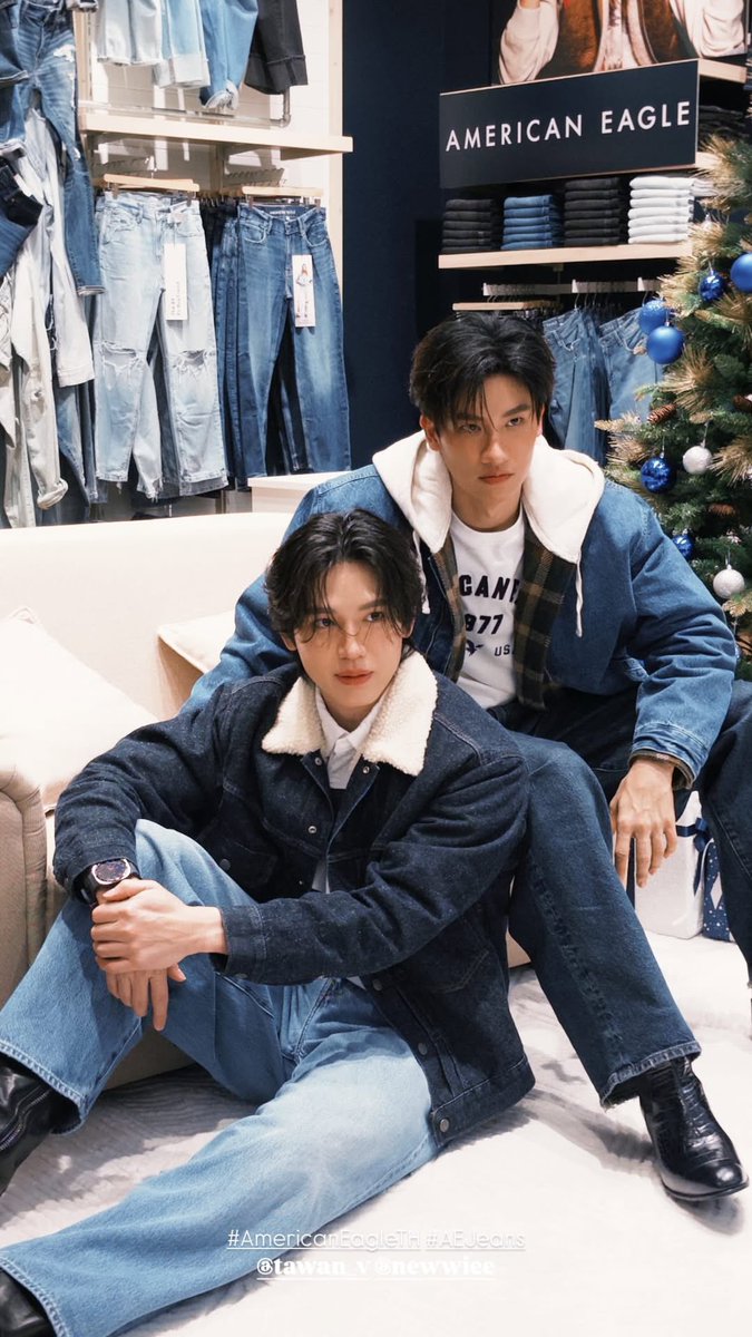 tawanchapter's tweet image. VISUALS!!!🩶

 TAYNEW WITH AMERICAN EAGLE
#AmericanEagleTH #AEJeans #เตนิว