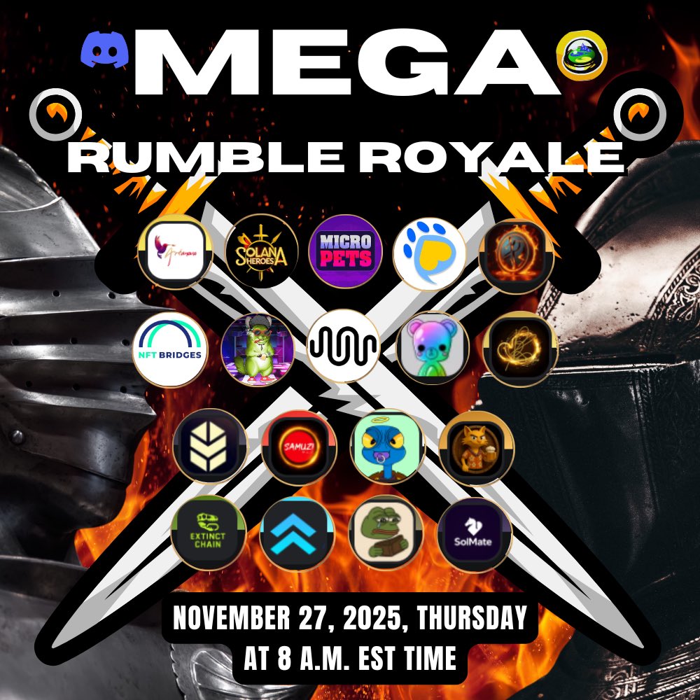 MicroPets_io's tweet image. Massive Cross Rumble Royale | Nov.27 on Thursday.  at 9 AM EST ⚔️🏆

Make sure to join with us and win some prizes! 🥇

#MicroPets $PETS #RumbleRoyale