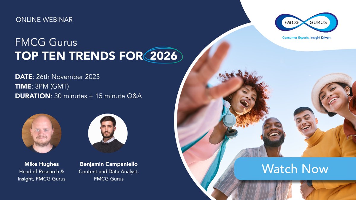 FmcgGurus's tweet image. 🌟 Our 2026 consumer trends webinar is available to watch on demand 🌟

Watch the webinar here 🔗 ow.ly/3mqZ50XygOn

#ConsumerTrends #Webinar #2026Trends