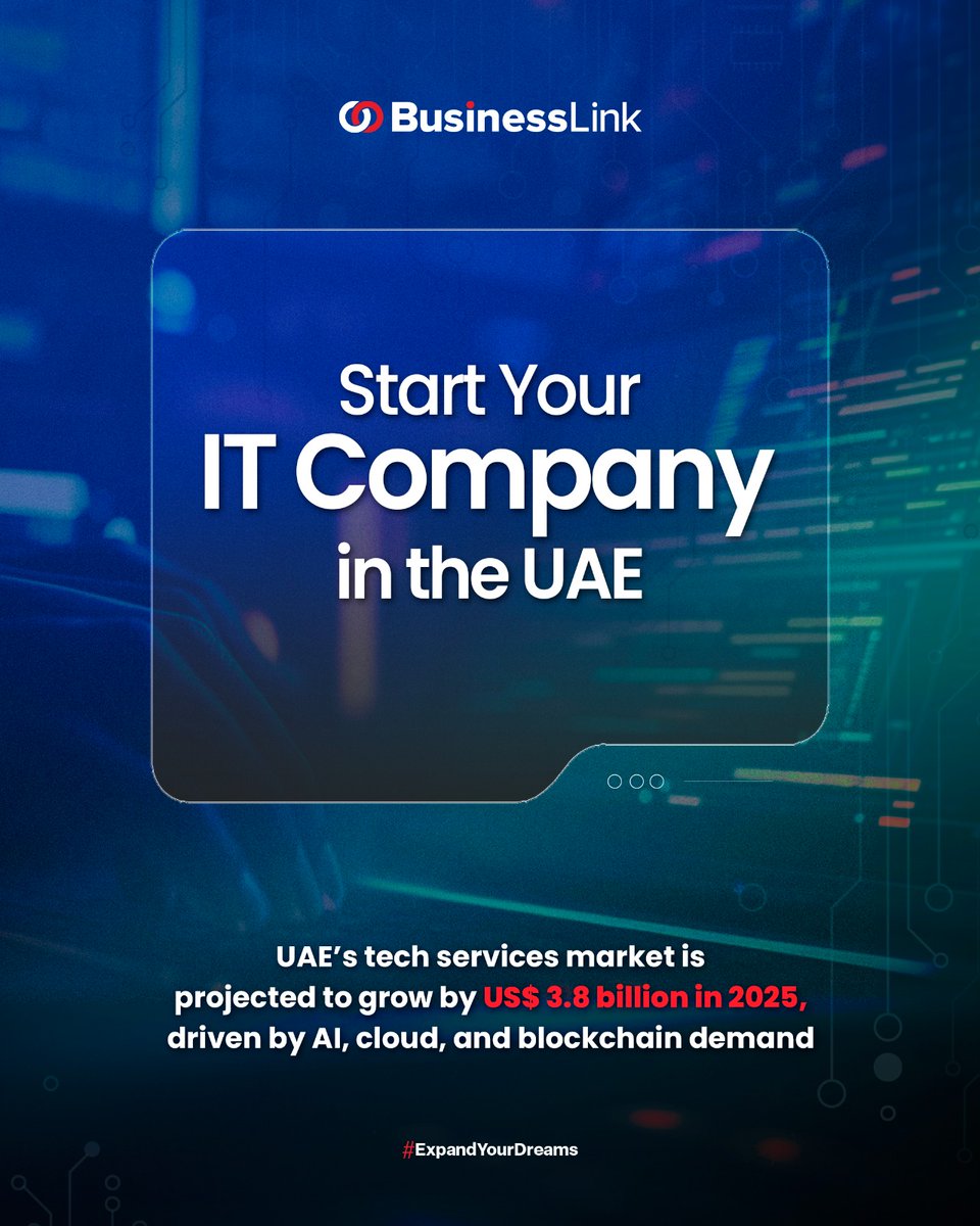 BusinessLinkAE's tweet image. The UAE’s fast-growing tech market offers a powerful opportunity for IT companies to scale quickly. Start your setup today with Business Link.

#techbusiness #startupuae #businesssetup #entrepreneurship #cloudcomputing #blockchain
