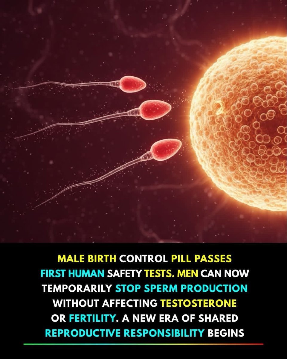 A major step forward in reproductive health has been announced:

A male contraceptive pill has successfully completed safety testing, offering men a temporary way to pause sperm production.