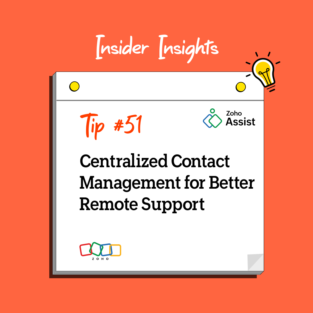ZohoAssist's tweet image. Simplify your support journey with a neatly organized Contacts hub that keeps everything you need in one place inside Zoho Assist!

🔗 zma.page/tip-51

#RemoteDesktop #RemoteSupport #Zoho #ZohoAssist