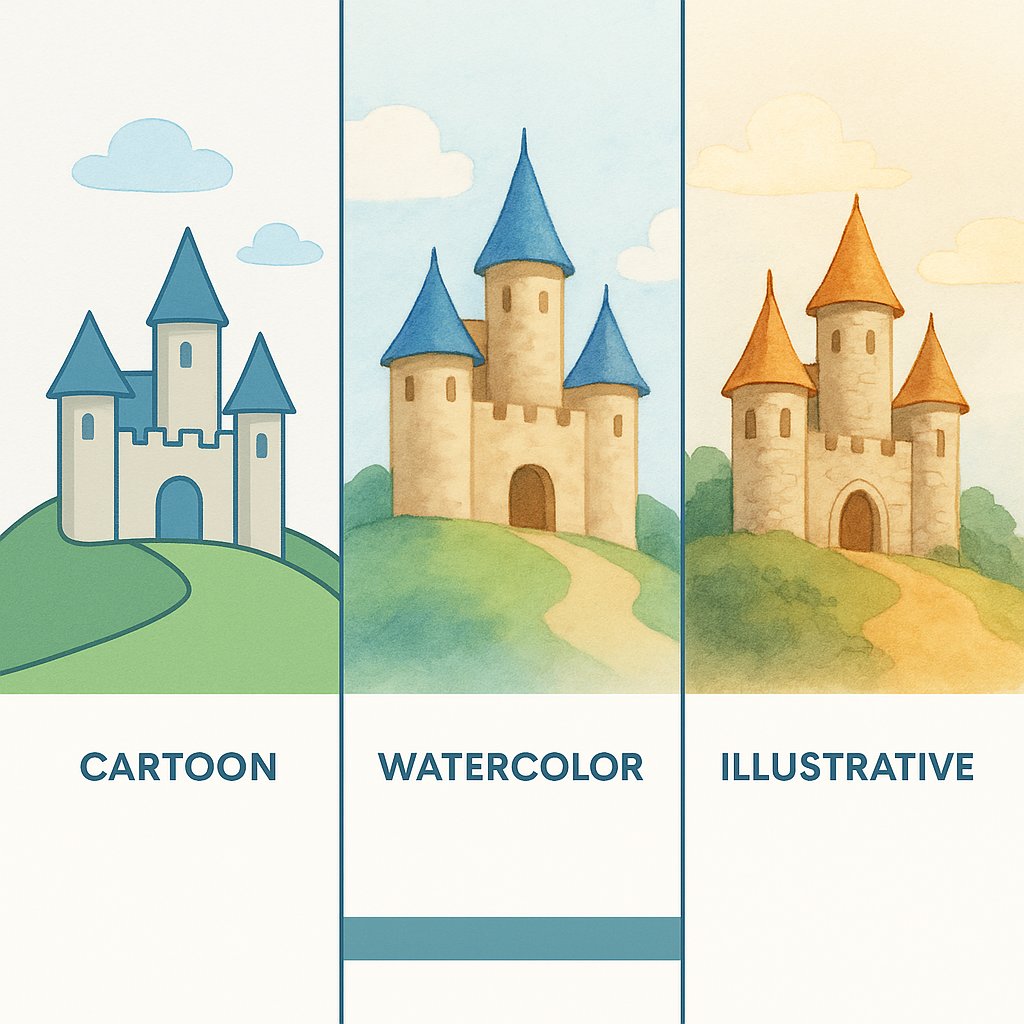 LitseeAI's tweet photo. One story — three magical styles. 🎨✨
Whether it’s playful Cartoon, dreamy Watercolor, or detailed Illustrative, every artistic touch sparks a new world for children to explore.

🌐 https://t.co/g52NH1JXZN

#ArtStyles #CartoonArt #WatercolorArt #IllustrativeArt #KidsCreativity https://t.co/5fq0p7Mh6m