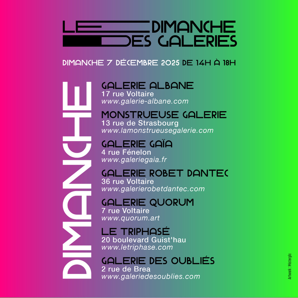DantecRobet's tweet photo. Le Dimanche des galeries , c'est le 7 décembre à Nantes : 7 galeries d'art contemporain et moderne nantaises ouvrent leur porte de 14h à 18h. Préparez votre circuit !
@ArtNantes #undimanchealagalerie #galeriesnantes https://t.co/xCptEwvWWk