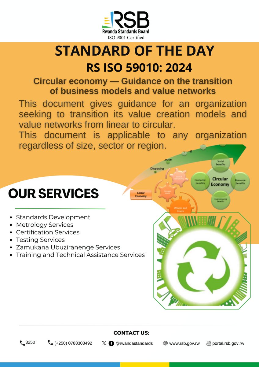 #STANDARDOFTHEDAY 

RS ISO 59010: 2024 Circular economy-Guidance on the transition of business models and value networks.

#RwOX