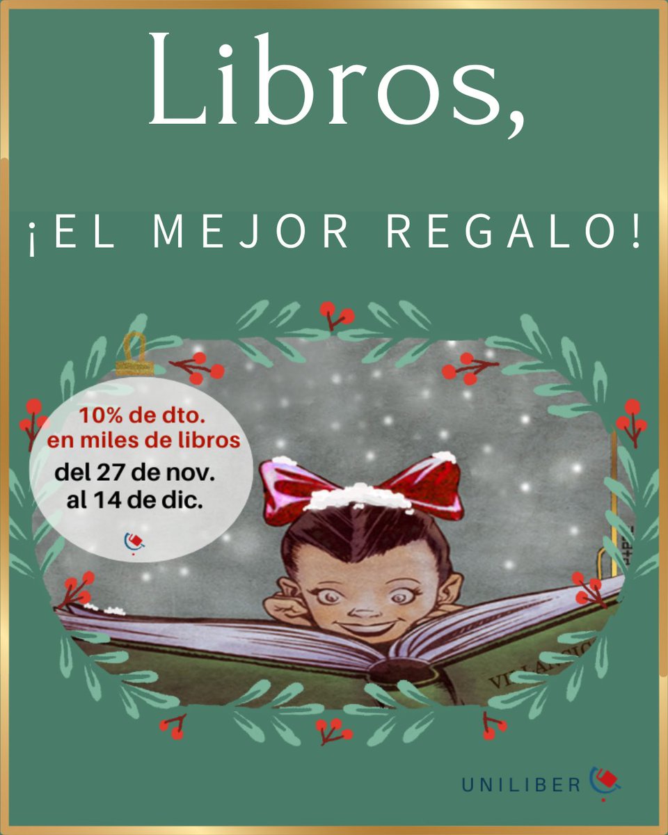 ✨¡La Navidad ya llegó a Uniliber.com!✨
Regala historias, regala conocimiento, ¡regala libros! 📚🎁🎄
Aprovecha la promoción "Libros, ¡el mejor regalo!" y encuentra esa joya literaria para regalar (o regalarte) antigua, ilustrada, de colección, a los mejores precios.