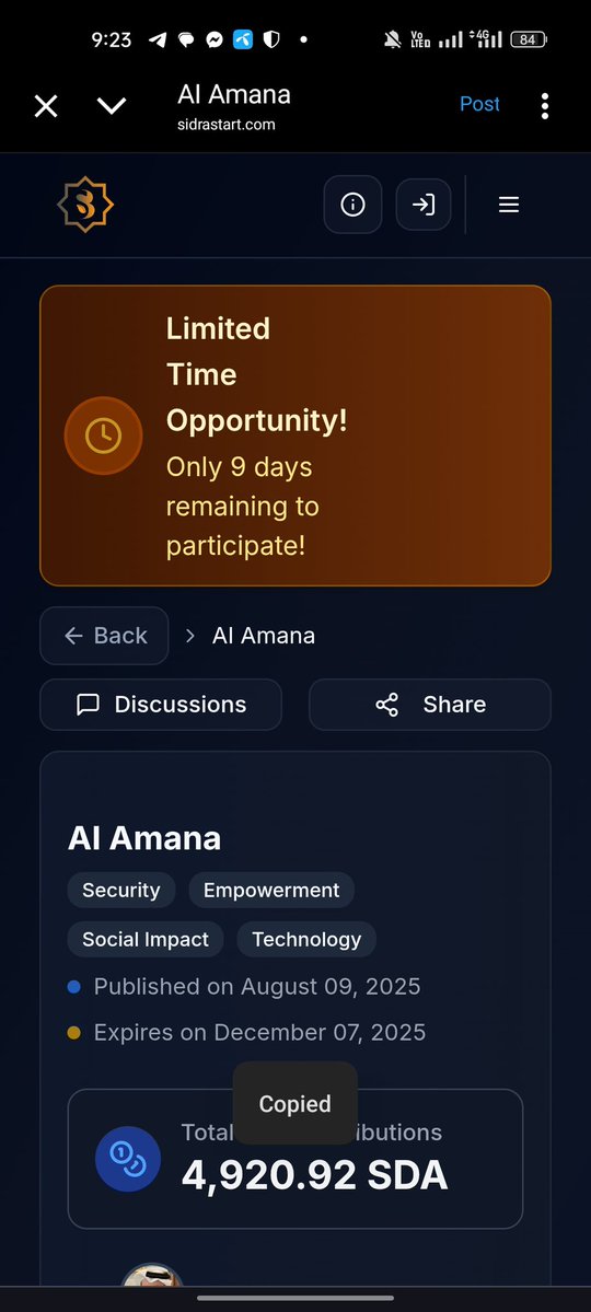 AHassnu84506's tweet image. ⏳ Only 9 Days Left!
AI Amana’s launch window is closing fast — don’t miss your chance to be part of the next-gen AI revolution.
Secure your spot today! 🚀

sidrastart.com/project/d64aff…
#AIAmana #Countdown #FutureOfAI

---