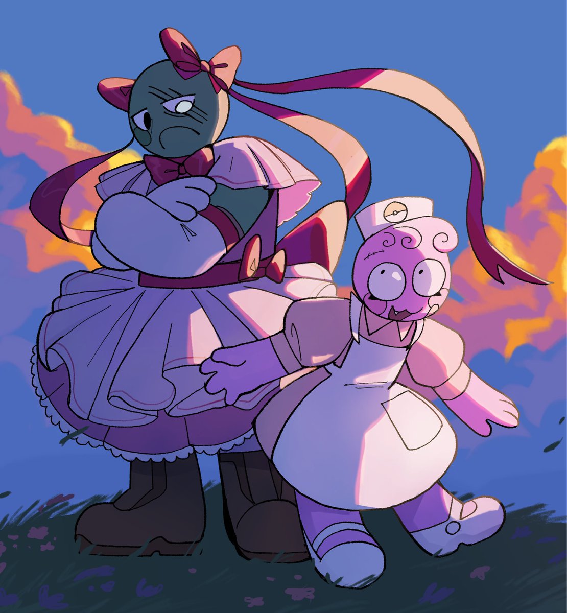 FallenOffPlanet's tweet image. Peak characters in pink dresses