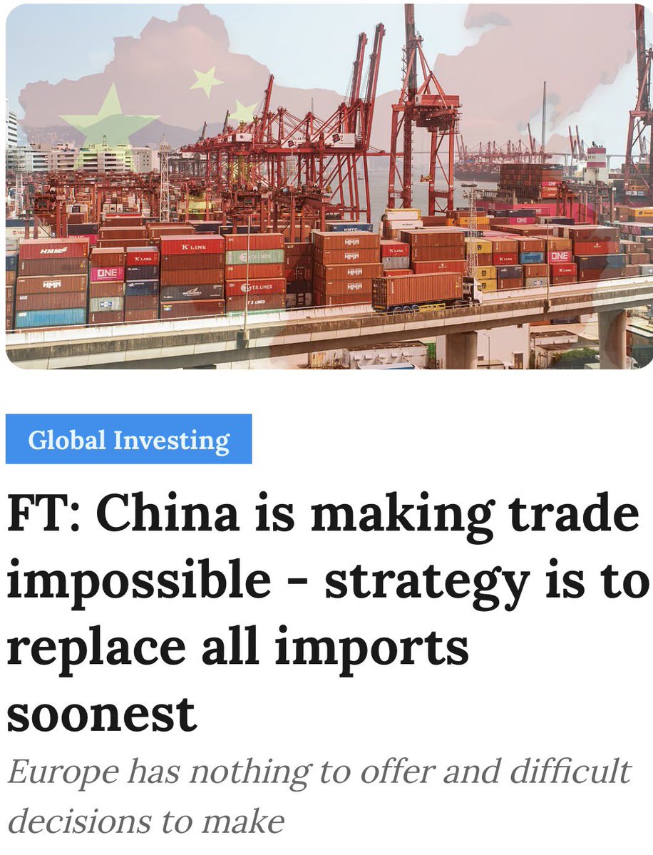 1/ Brilliant read: China wants to import nothing it believes it can make better &amp; cheaper. It refuses dependence on foreigners for a day longer than necessary.
2/ Today, China still buys semiconductors, software, aircraft, and complex machinery. But like a resident doctor, it’s