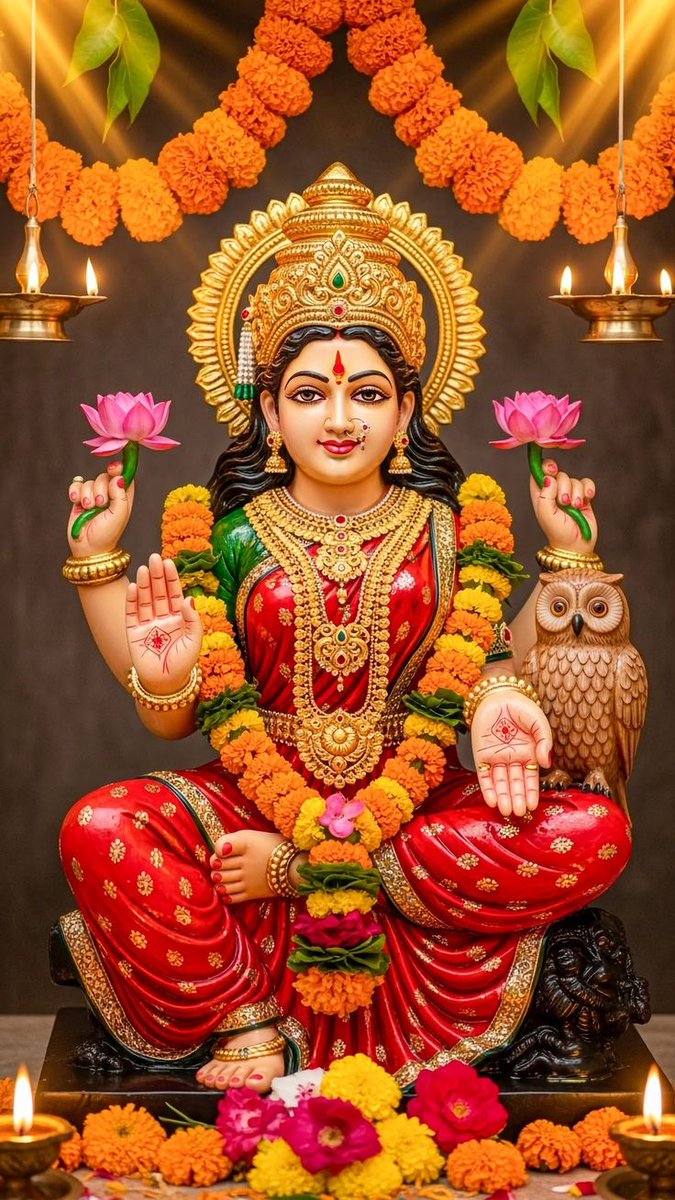 "Namastestu Mahaamaaye 
Shree Peethe Sura-Pujite 
Shankha Chakra Gadaa Haste 
MahaLakshmi Namastute.."
Jai Maa MahaLakshmi!! 🙏❤️💛🧡