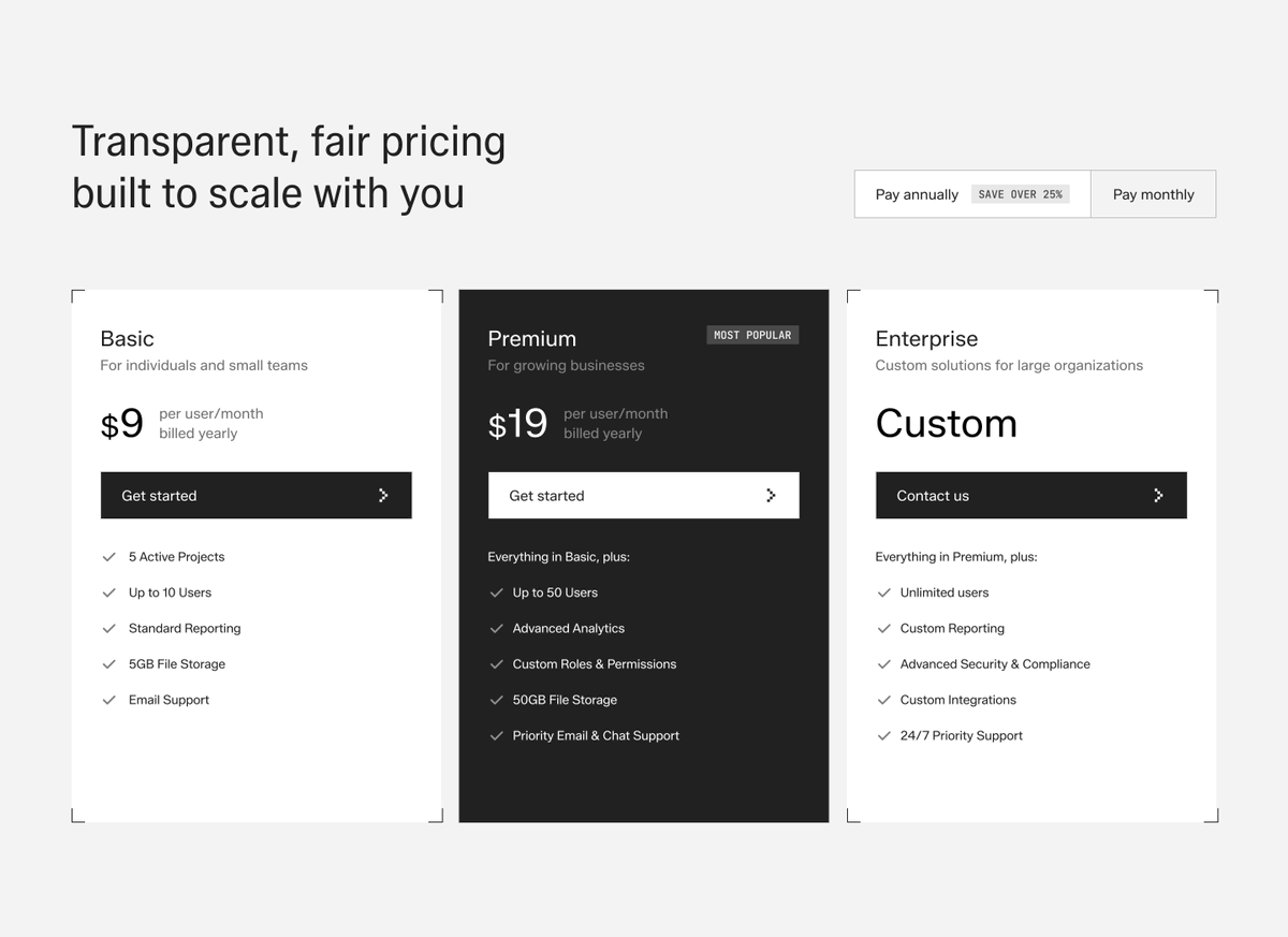 DesignSiddharth's tweet image. Pricing section design

I spent some time exploring minimal pricing layouts on @Figma , and this is one direction I like so far. It still feels like it has room to improve.  

What would you do differently?