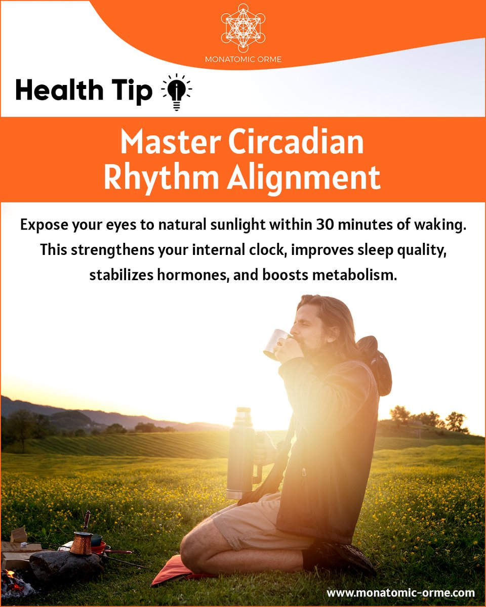 MonatomicOrme's tweet image. Morning sun = healthier days.
Just 5–10 minutes outside after waking can reset your body’s clock and supercharge your health.
Shop:monatomic-orme.com/collections/all

#CircadianRhythm #MorningSunlight #BiohackingTips #HealthTip #MindBodyBalance #MonatomicGold #ORMUS #MonatomicOrme