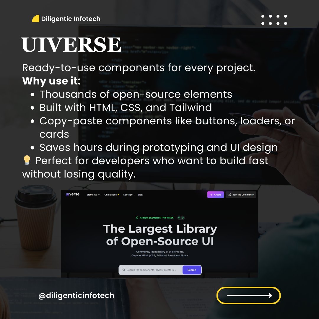 diligenticit's tweet image. #Frontenddevelopers lose hours rebuilding stuff that already exists.
Here are 5 sites that&apos;ll slash your build time and level up your UI, from animations to colors to ready-made components.
Bookmark this before your next project.
#UIDesign #CodingTips #Trending #CSS #JavaScript