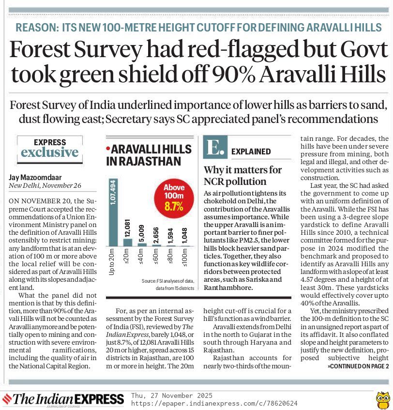 Jairam_Ramesh's tweet image. The Aravalli Hills extend from Delhi through Haryana and Rajasthan to Gujarat. Over the years they have been devastated by mining, construction, and other activities in violation of all regulations and laws. 

Now it appears that this sensitive and sprawling ecosystem will be…