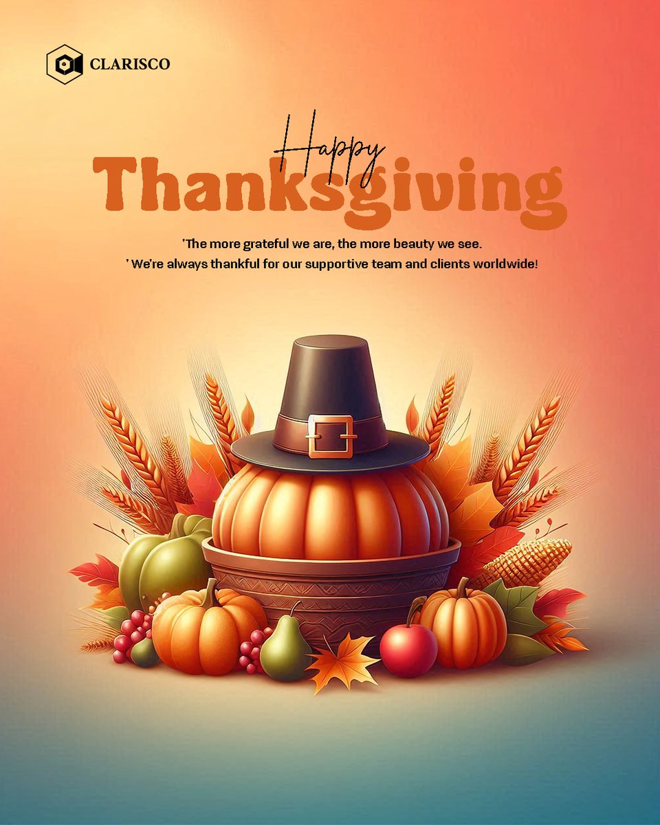 ClariscoSol's tweet image. Thanksgiving is a time to say thank you. 🙏

At Clarisco Solutions, we are grateful for our clients, team, and partners. 💛

Your trust gave us the chance to create and deliver solutions. 💡

Our team worked together to make every project a success. 🤝
clarisco.com/portfolio