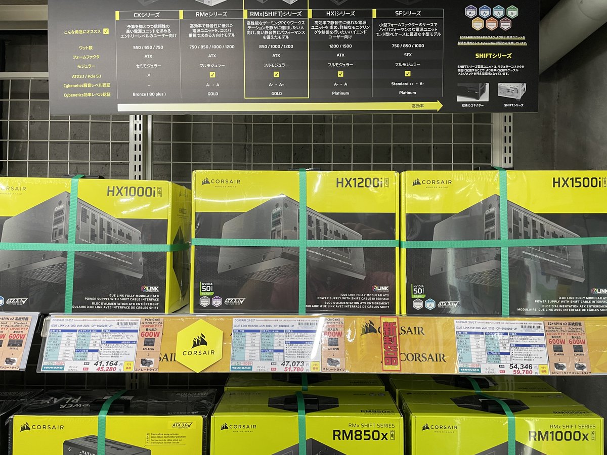 5F】電源新商品💁 CORSAIR⚓️ サイド側配線式 SHIFTシリーズ電源 2025
