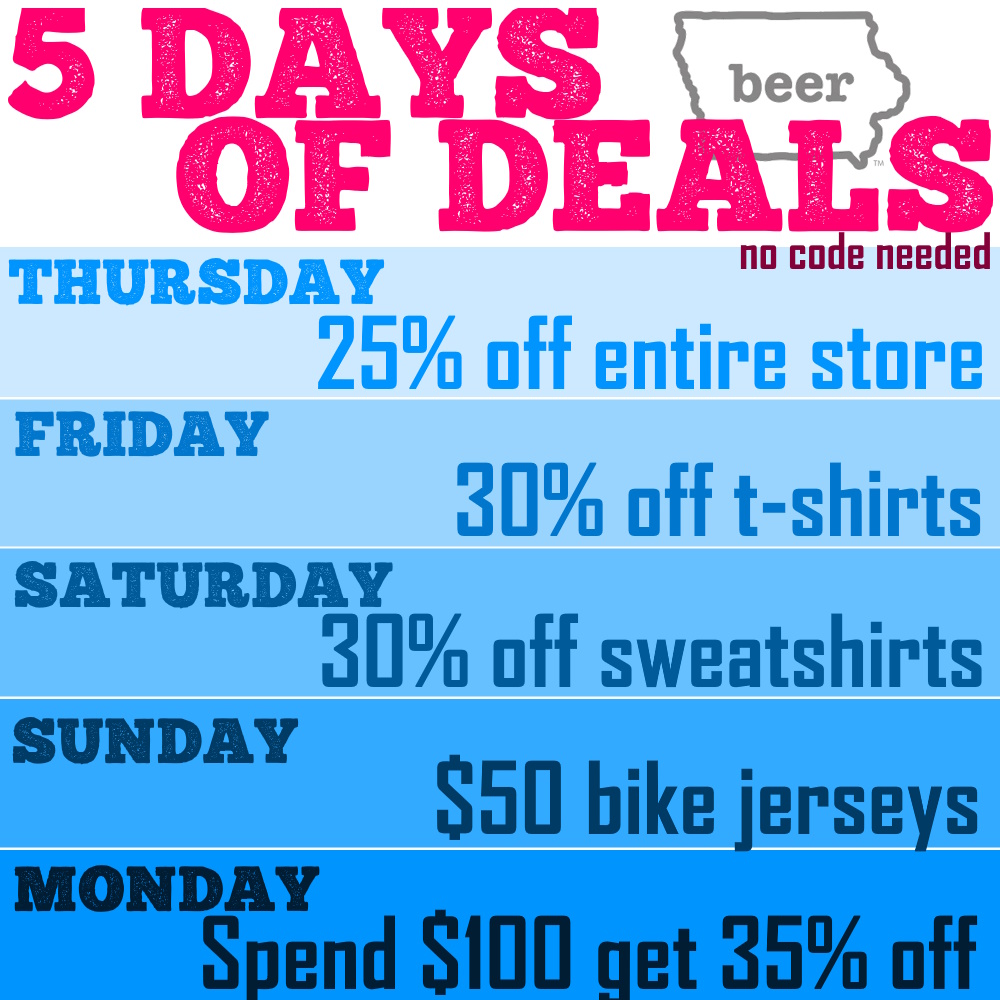 Starting Thursday, enjoy five days of deals in our online store! We’re launching 17 new items, including T-shirts, sweatshirts, and bike jerseys.
craftbeertent.square.site