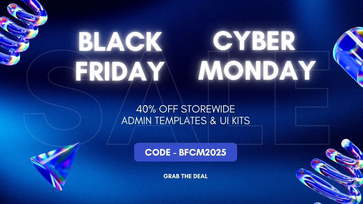 🔥 Black Friday &amp; Cyber Monday SALE IS LIVE! 🔥

🎉CodedThemes is excited to bring you our biggest deal of the year!

💥Enjoy a massive 40% OFF Storewide

🎁Your Exclusive Code: BFCM2025

⏳Hurry  - You deserve the best design for your next project. ✨

codedthemes.com