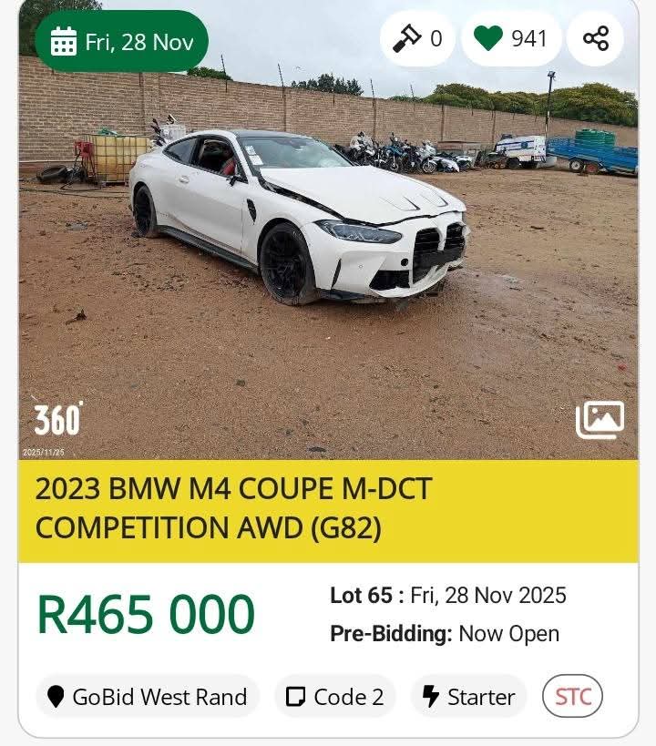 BoitumeloCaleb's tweet image. R465 000:pre-bidding 
BMW M4 Coupe M DCT AWD Competition (G82)