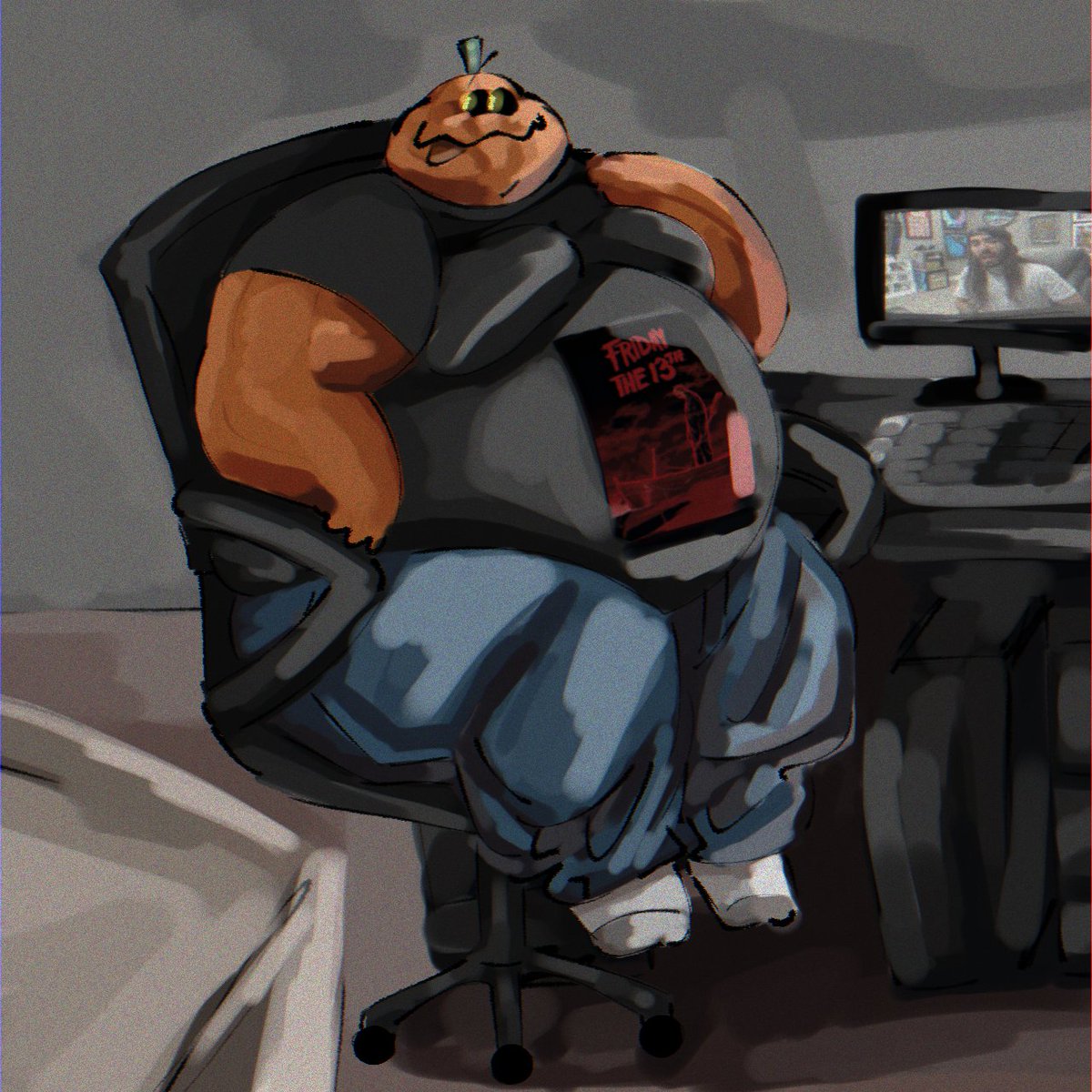 Orangefuzzysoda's tweet image. Wanted to draw an old pumpkin oc I have! His name is Pumpboo. He sometimes acts like a ghost to scare people lol