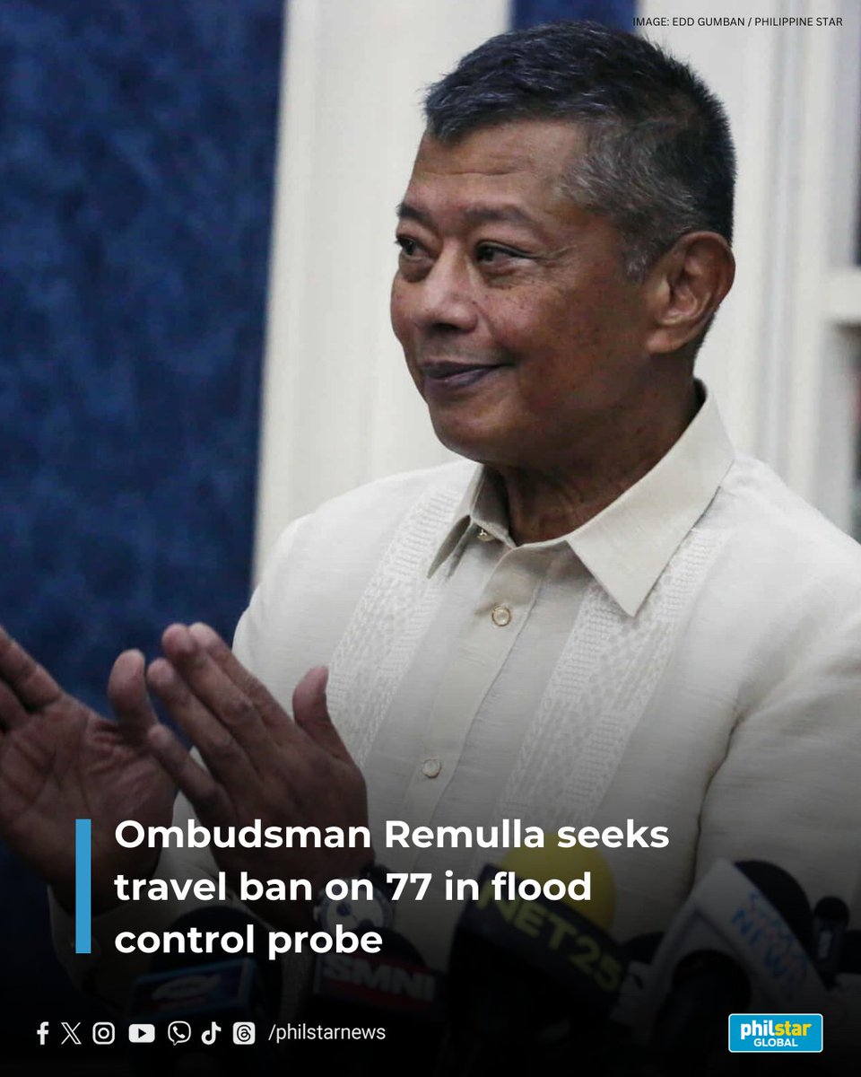 'YOU SHOULD NOT BE TRAVELLING AND LEAVING THIS JURISDICTION'

Ombudsman Jesus Crispin "Boying" Remulla has requested the Bureau of Immigration to impose a foreign travel restriction order on 77 officials and private individuals who are subject to a fact-finding investigation