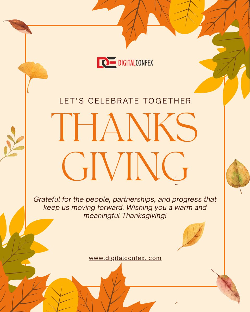 digitalconfex's tweet photo. 🧡 Happy #Thanksgiving  from DigitalConfex! 🧡

Grateful for our amazing community, partners, speakers &amp; attendees who inspire us to keep pushing boundaries.

Here’s to more innovation, learning &amp; powerful connections—see you at #DMATConfex 2025!

#HappyThanksgiving https://t.co/Jim0AuJObs