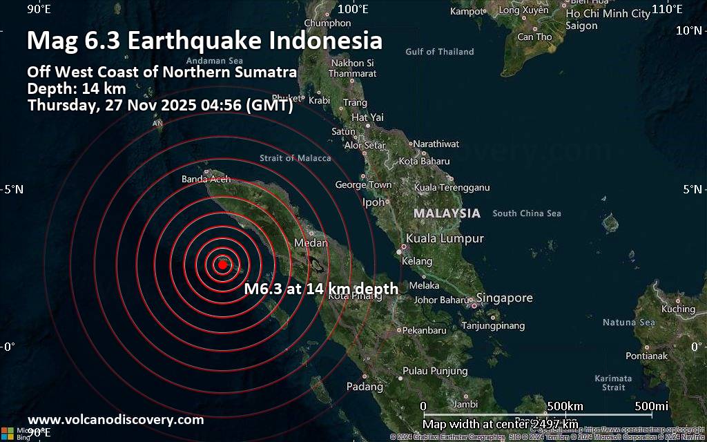 TheBigOne711's tweet image. ‼️🇮🇩 Very strong earthquake magnitude 6.6 - 65 km west of Sinabang, Simeulue Regency, Aceh, Indonesia, Thursday 27 Nov 2025 at 11:56 (Jakarta Time) -19 minutes ago.
#tsunami #earthquake