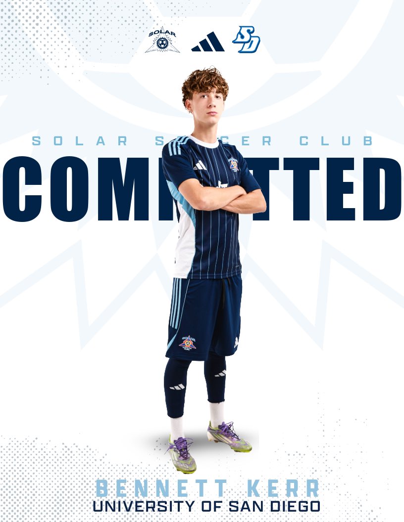 SolarSoccerClub's tweet image. 🚨 Committed! 🚨 Congratulations to U19 Solar Academy @ECNLboys player @BennettKerr9 on his commitment 🤝 to @USDmsoccer!

Bennett, who was named the U17 TX Conference Player of the Year last year, joins the 14x @WCCsports champion Toreros. 

Headed to Cali! ☀️🌴 
#SolarNextLevel