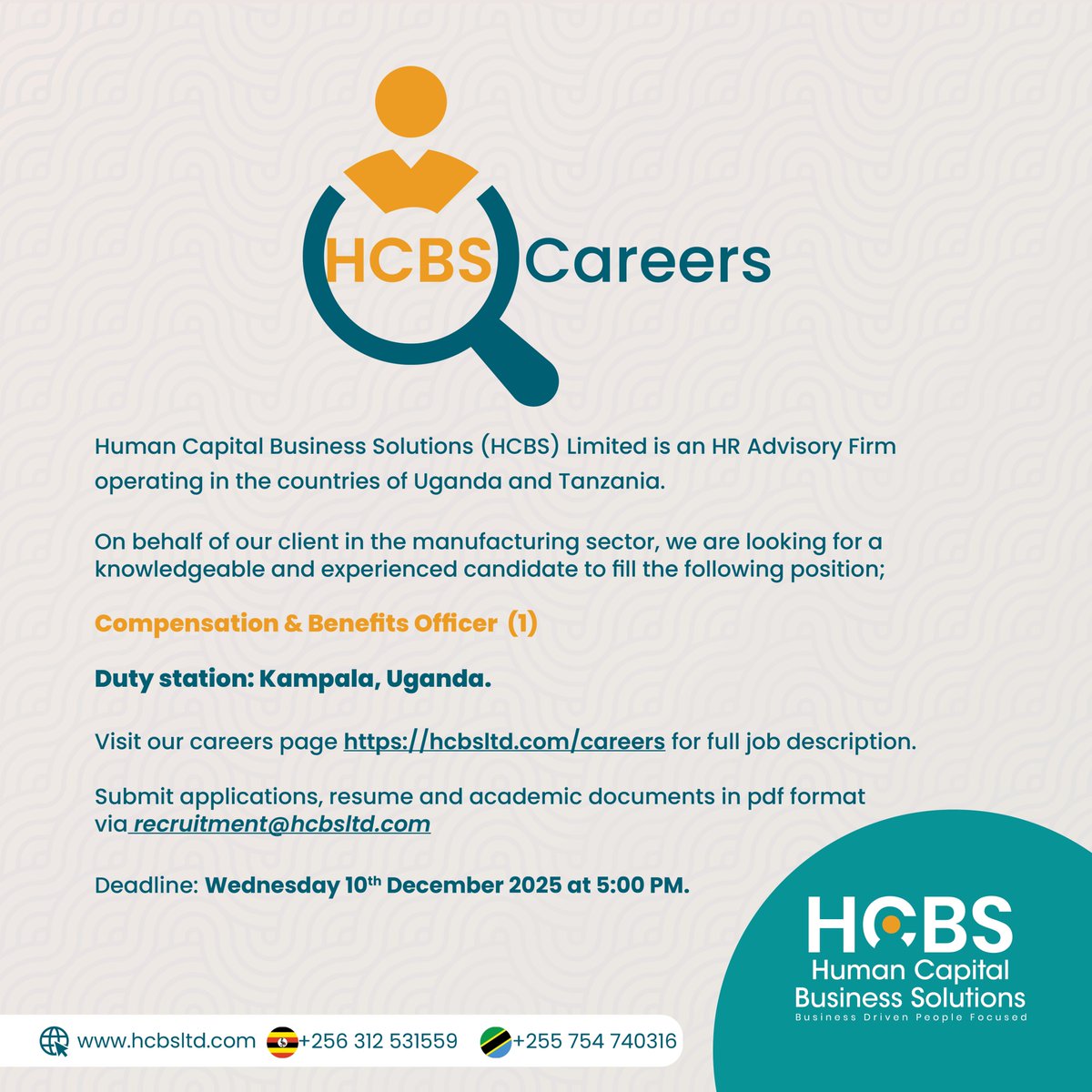 hcbsltd's tweet image. #HCBSCareers: Are you passionate about rewarding talent the right way? Join our client as a Compensation &amp;amp; Benefits Officer and help build a motivated, high-performing workforce.

Apply here ⇢
hcbsltd.com/careers/jobs/h…

Deadline: Wednesday 10th December, 2025 at 5:00PM